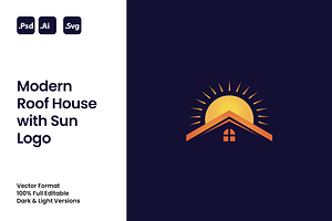 Modern Roof House with Sun Logo, a Branding & Logo Template by Luxury Logos