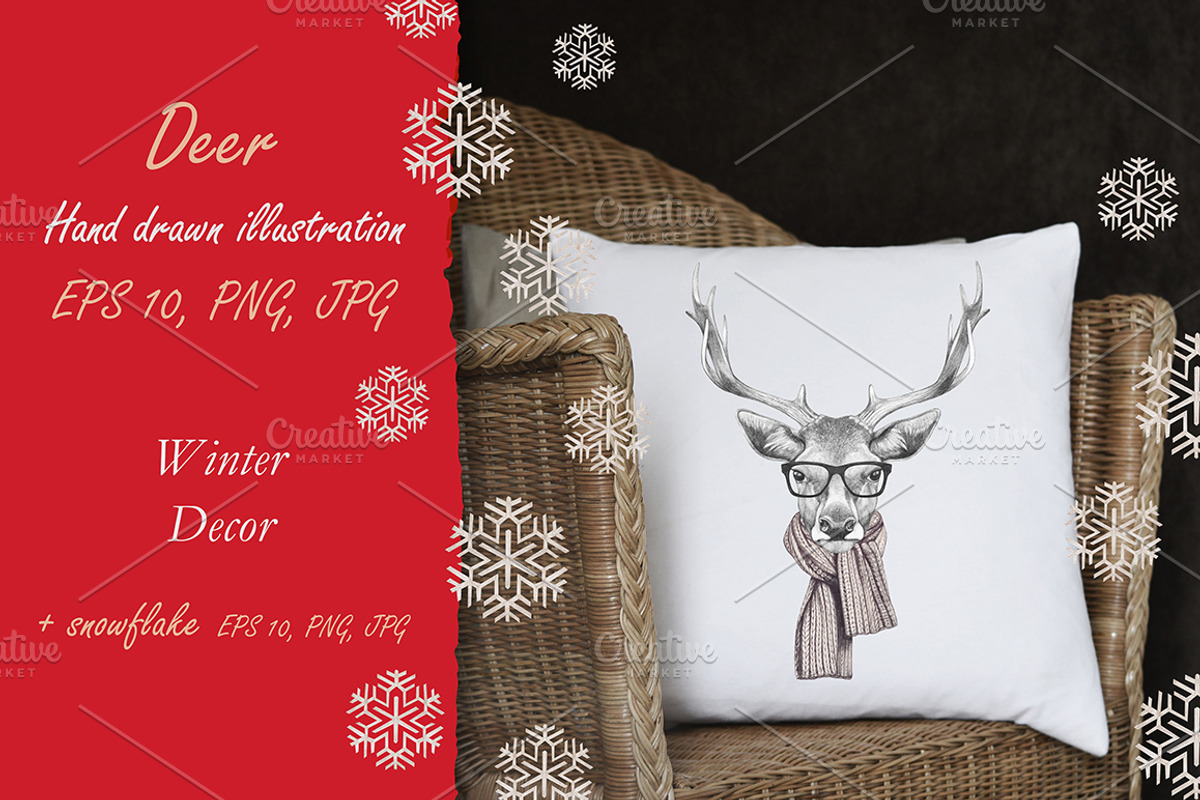 Deer / Winter time, an Animal Illustration by Victoria_Novak (Photo 3 of 3)