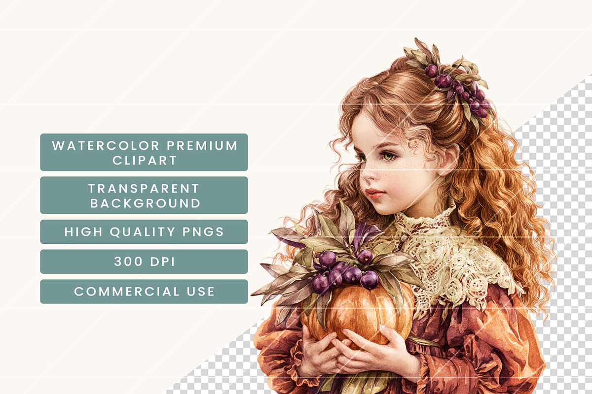 Autumn Witch Cottagecore Clipart, a Seasonal Illustration by BusyDaydesign (Photo 7 of 7)