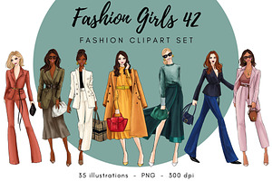 Fashion Girls 42 Fashion Clipart Set