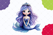 Kawaii Mermaid Clipart, an Illustration by designcity5 (Thumbnail 5 of 5)
