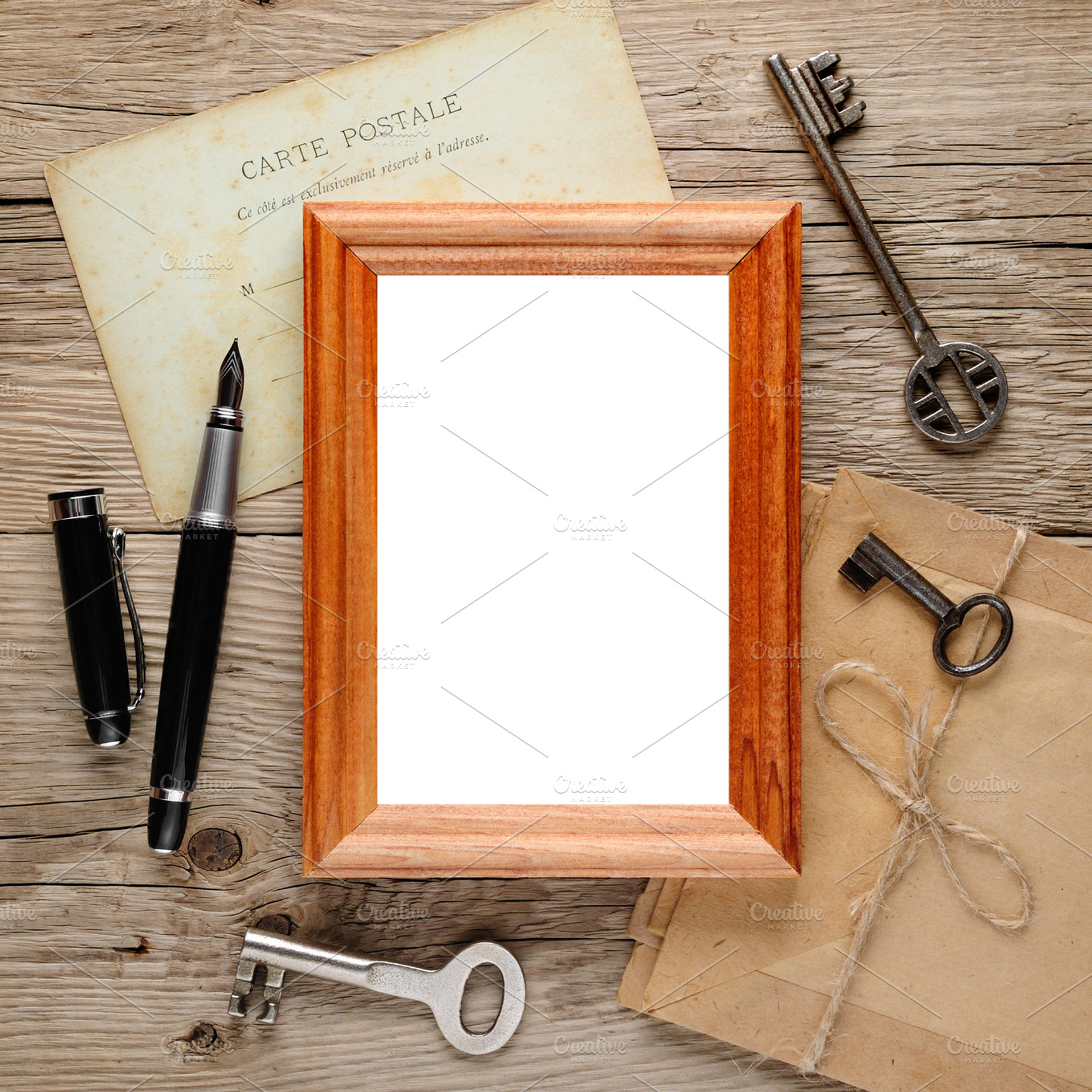 Old photo frame containing photo, frame, and wood