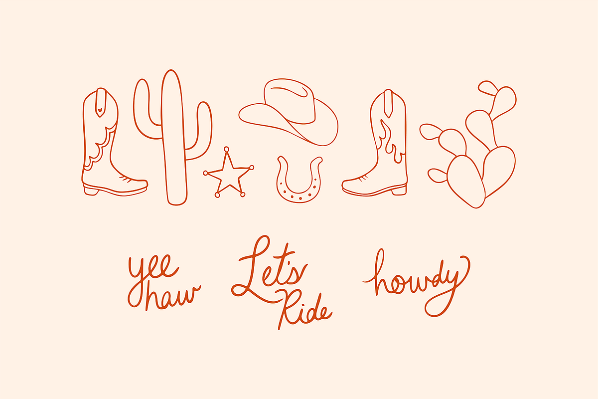 Western Cowboy Line Art Icon Pack, an Outline Icon by Pink Tiger Creative (Photo 2 of 5)
