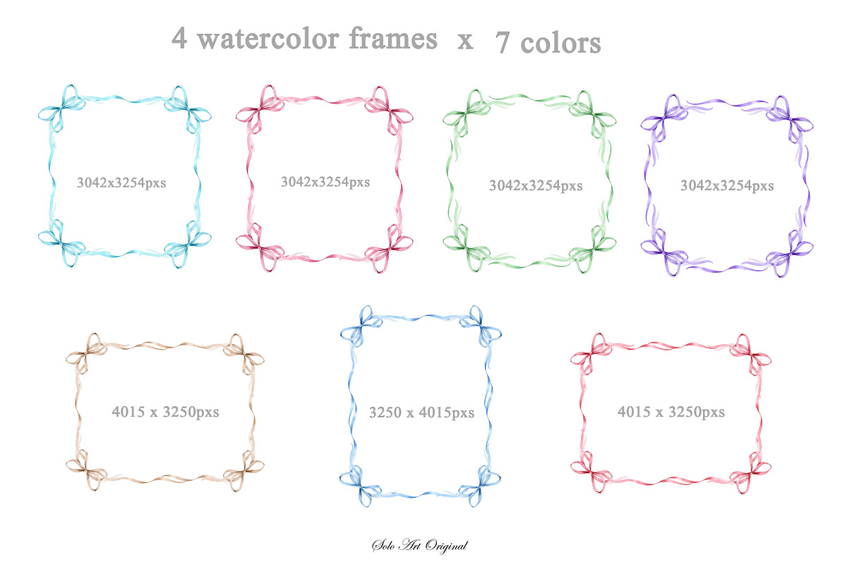 Bows and Ribbons frames watercolor