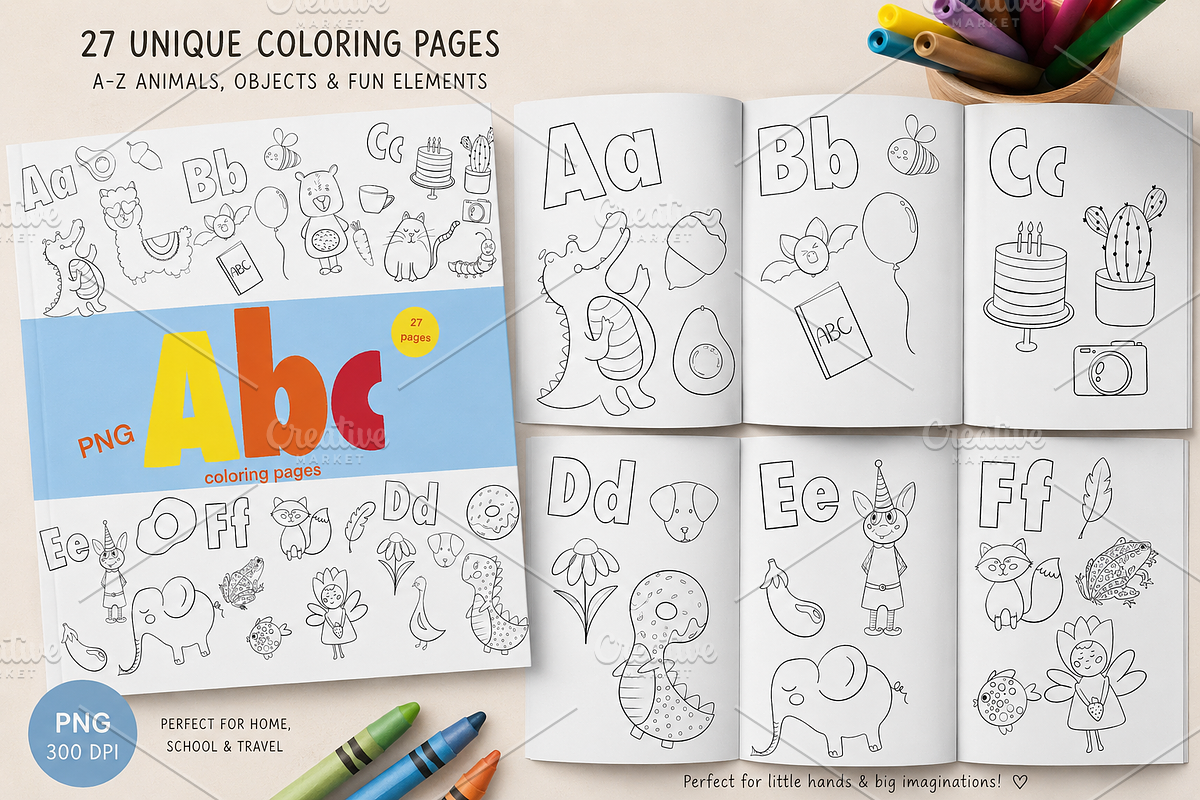 ABC coloring pages, an Education Illustration by Oleksandra Illustrates (Photo 1 of 8)