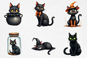 Halloween Black Cat Clipart PNG, an Illustration by CrexoraLab (Thumbnail 2 of 5)