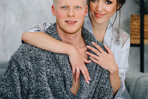 young couple in the morning at home, lifestyle
