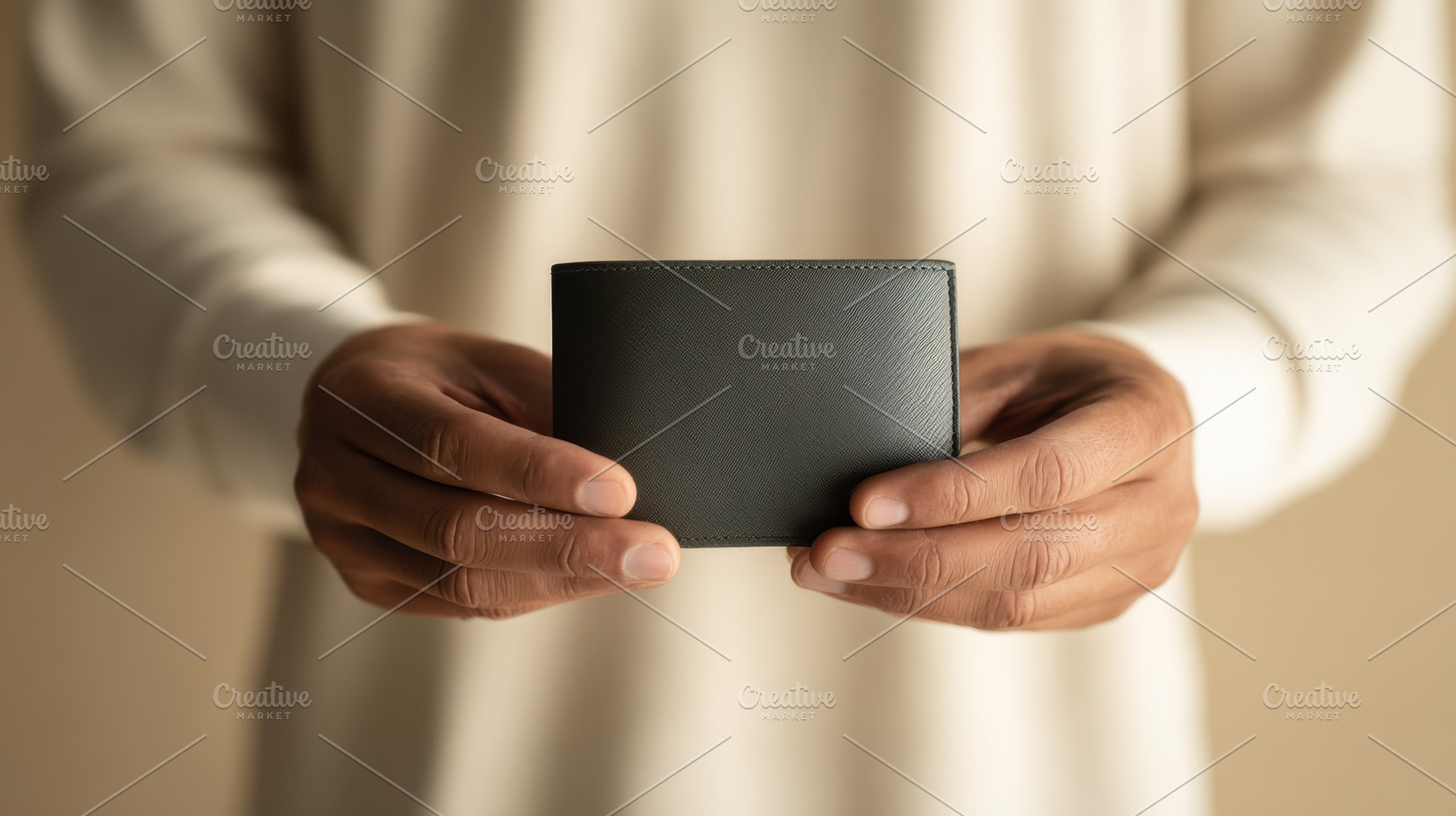 Man holds a wallet in both hands, a Photo by Beautiful things