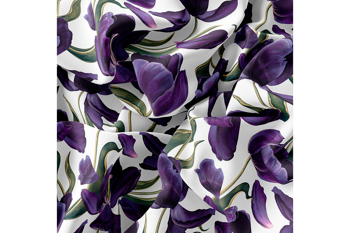 Black Tulips Seamless Pattern, a Pattern Graphic by MarynaPetrovska (Photo 12 of 19)