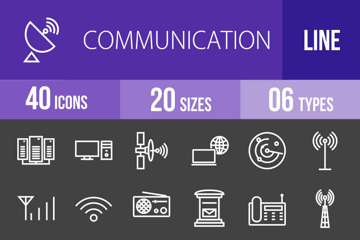 40 Communication Line Inverted Icons