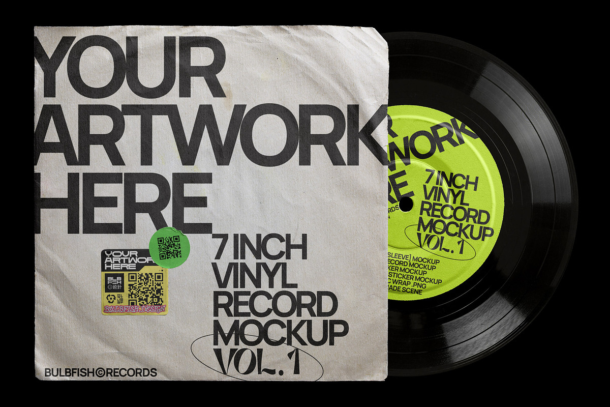 7 Inch Vinyl Record - Mockups Bundle, a Packaging Mockup by BULBFISH (Photo 10 of 16)