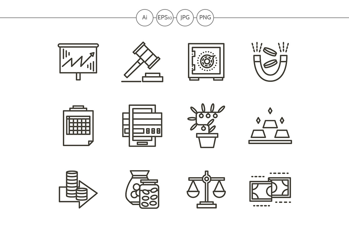 Finance black line icons set, an Outline Icon by YershovOleksandr