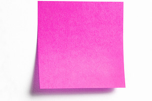 Pink sticky note on white background, a Business Photo by BOOCYS