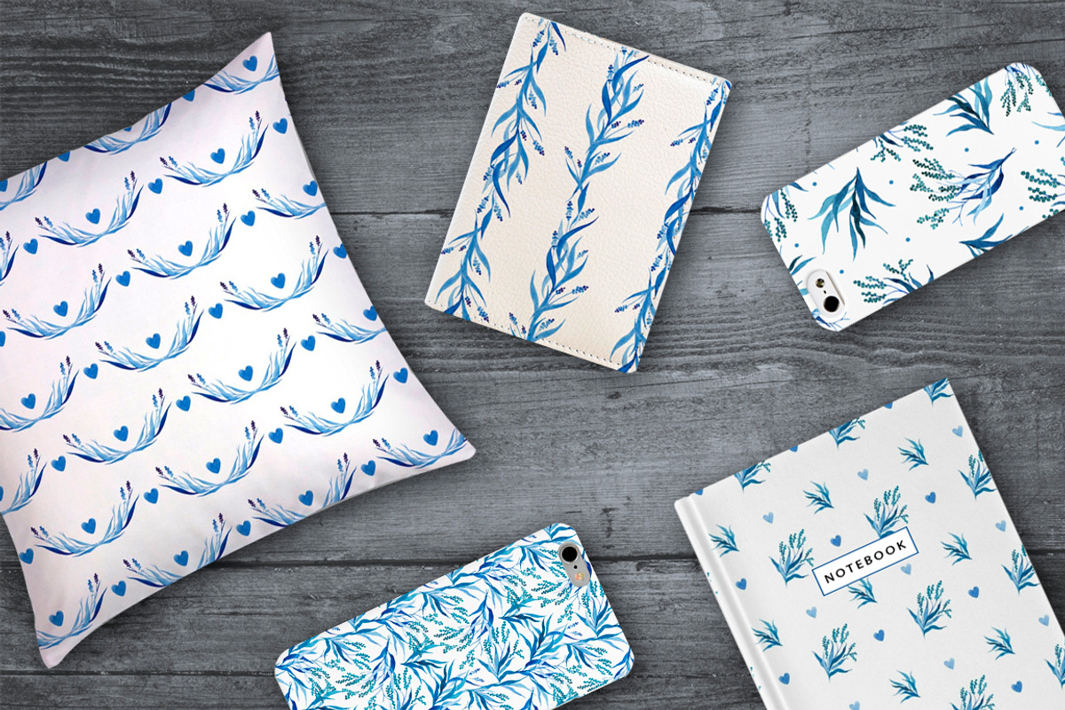 Watercolor design set in blue tones, an Illustration by Yashroom (Photo 5 of 5)