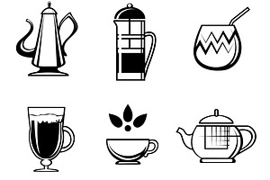 Tea Coffee Or Chocolate Drink Icons