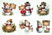 Watercolor Snowman Sign Clipart Png, an Illustration by Creative Art (Thumbnail 3 of 6)