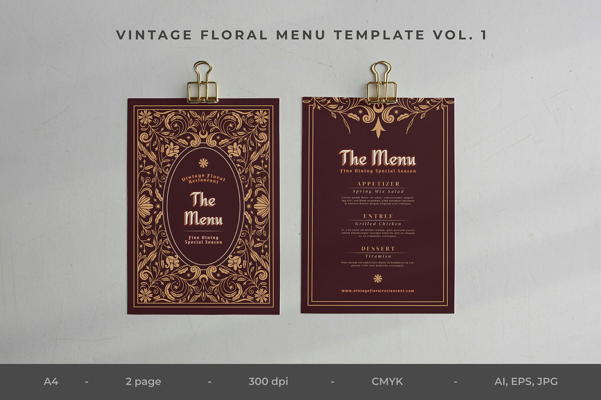 Vintage Floral Menu Vol.1, a Brochure Template by Bewalrus Studio (Photo 1 of 3)