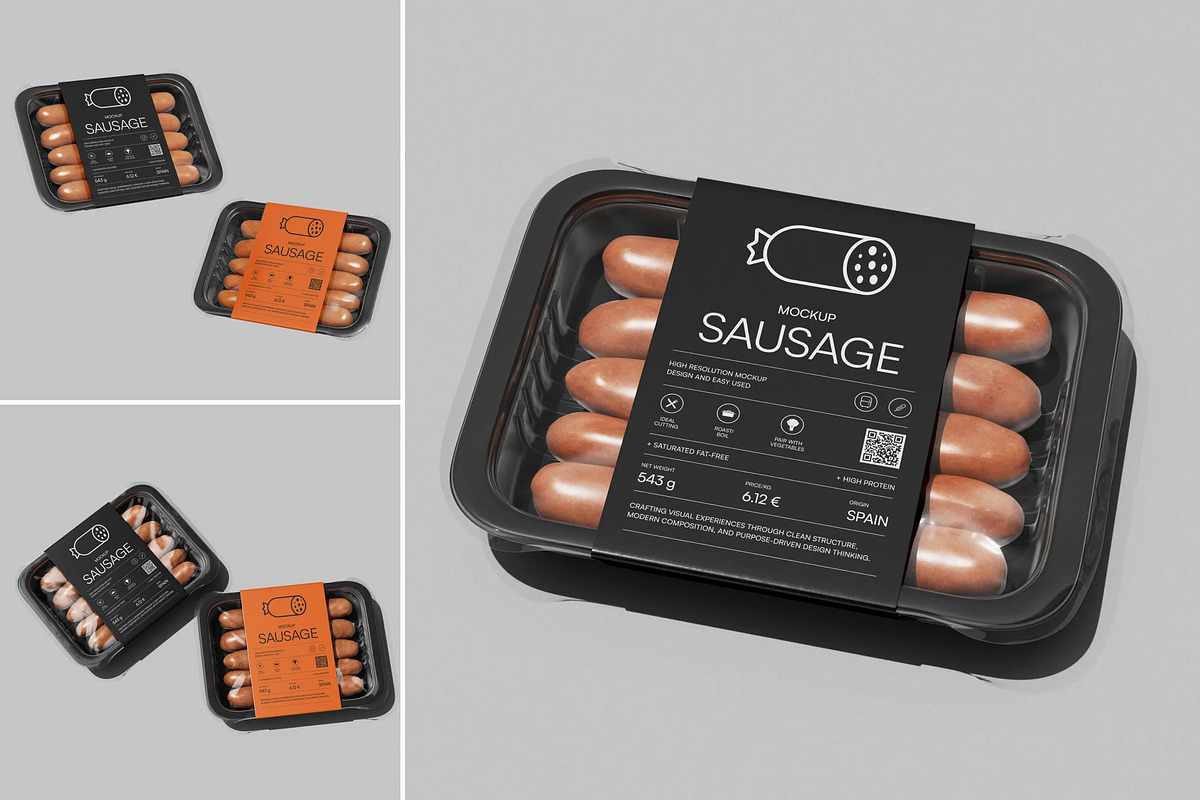 Sausage Packaging Mockup, a Packaging Mockup by Brand Earth (Photo 1 of 4)