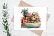 Whimsical Summer Cats Clipart Bundle, an Illustration by Canvas Craft (Thumbnail 7 of 7)