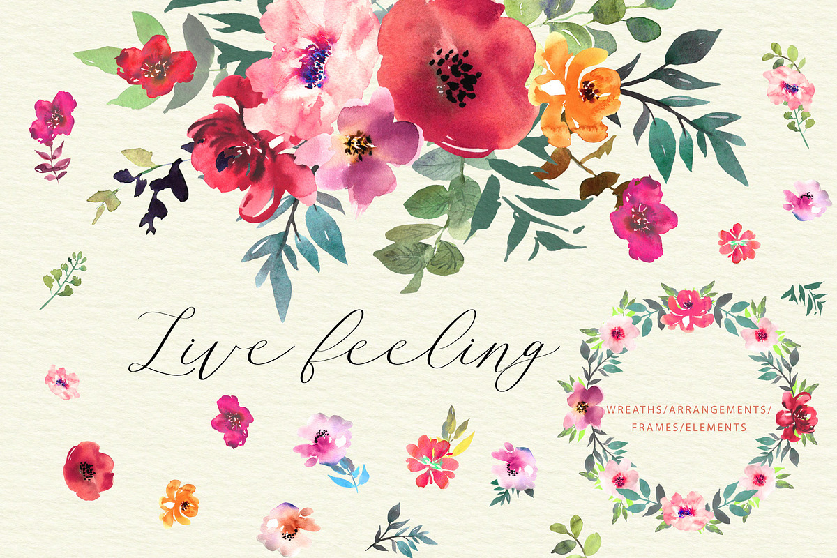 Watercolor floral collection, an Illustration by Julycolor (Photo 1 of 7)