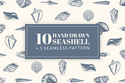 10 Hand Drawn Seashell + 5 Patterns, an Object Illustration by Storyteller Imagery (Thumbnail 1 of 7)