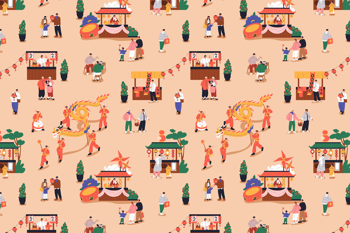 Chinese New Year, seamless patterns, a Pattern Graphic by Good Studio (Photo 3 of 6)