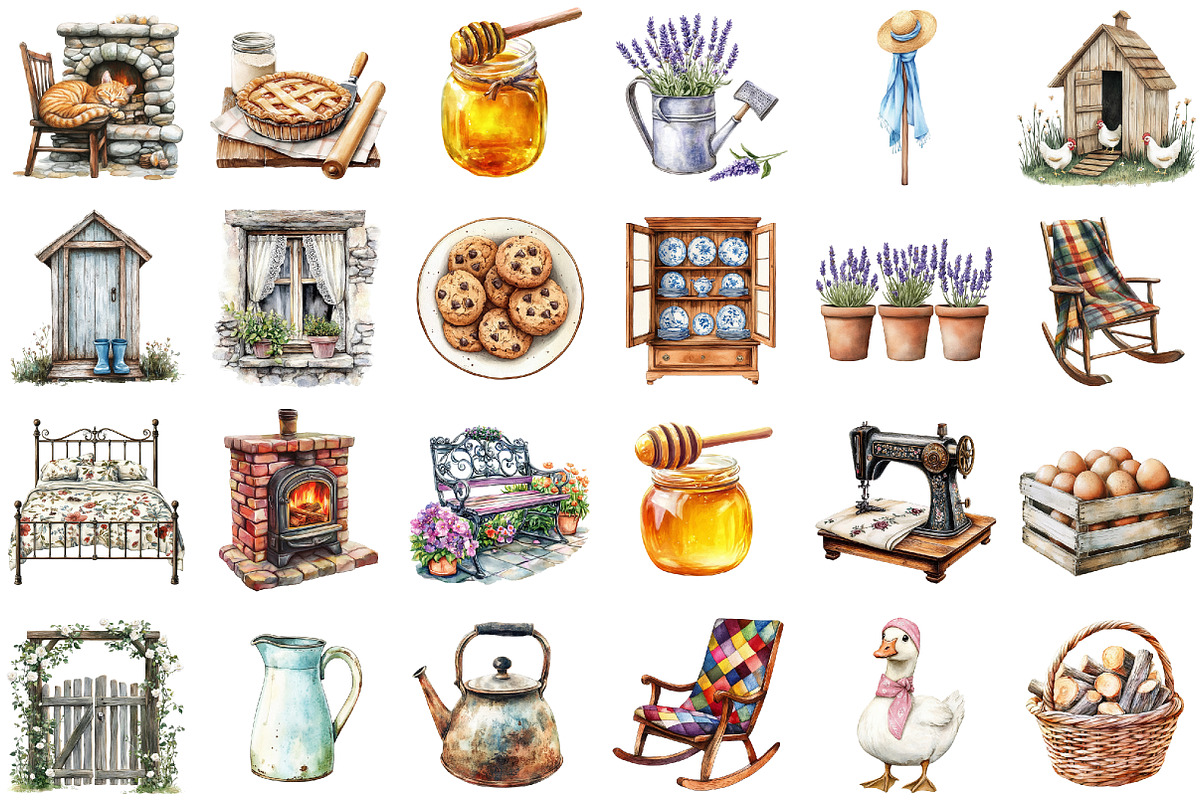 Cozy Cottage Clipart, a Seasonal Illustration by designcity5 (Photo 2 of 5)