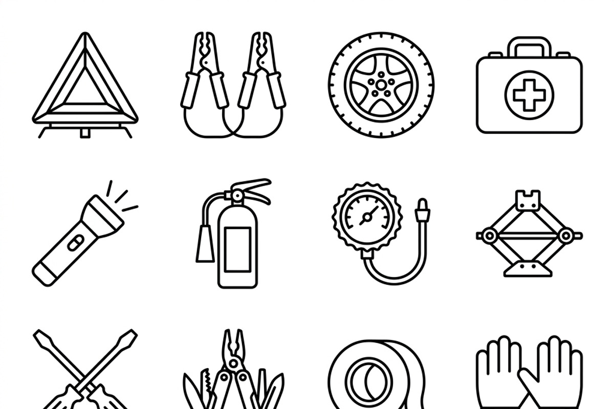 39 Car Essentials Icon Set, an Outline Icon by adenpinkstore (Photo 1 of 17)