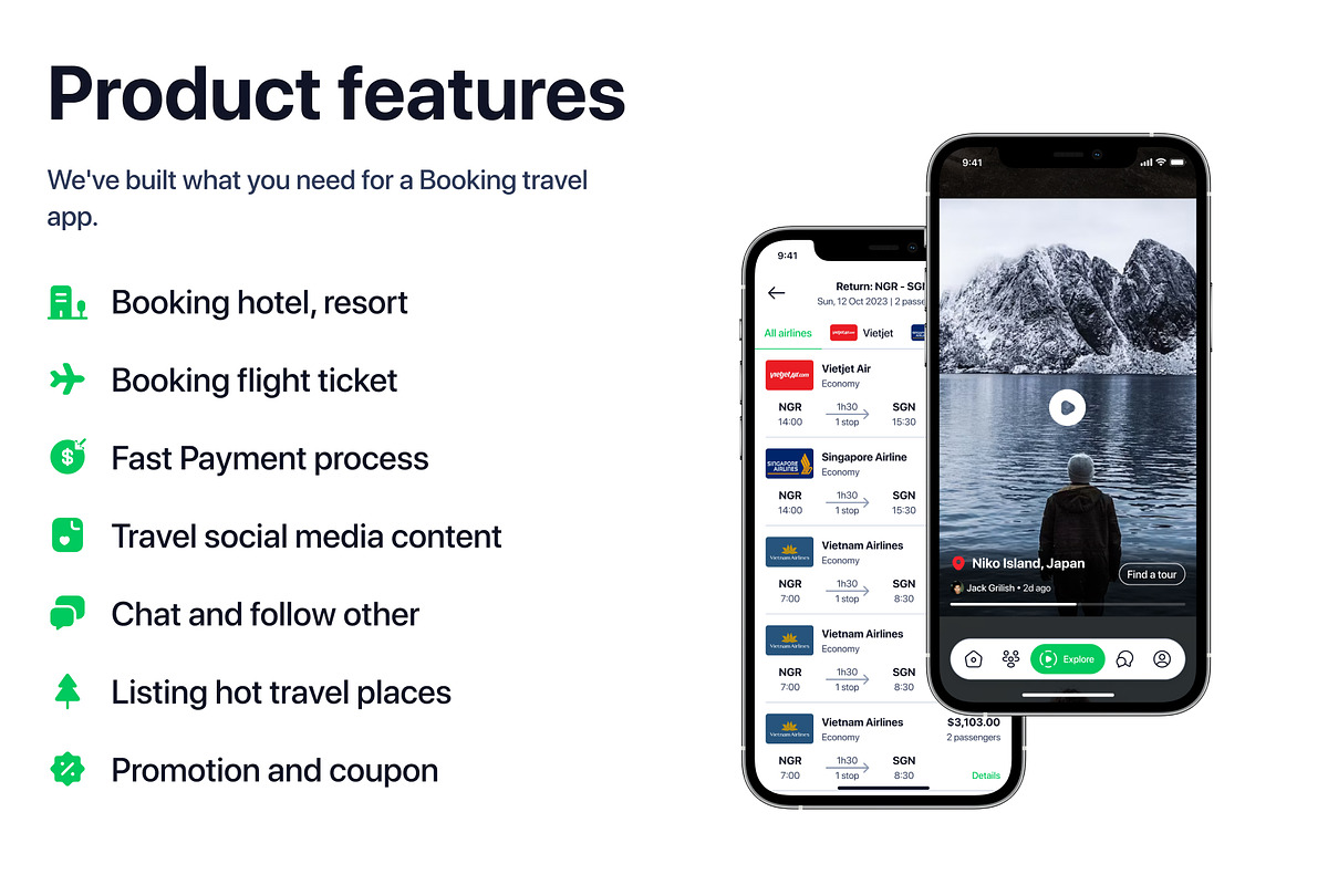 Travel Booking UI Kit App, an UI Kit Template by sythongnguyen777 (Photo 2 of 6)