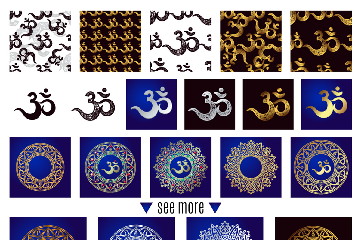 The sacred symbol Om, Mandala. Set., an Object Graphic by KundolaArt (Photo 5 of 5)