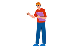 Delivery man holding clipboard and, a Transportation Illustration by pikepicture