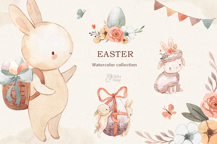 EASTER. Watercolor clipart
