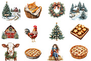 Cozy Farm Christmas watercolor clipa, an Illustration by Designworld (Thumbnail 4 of 6)