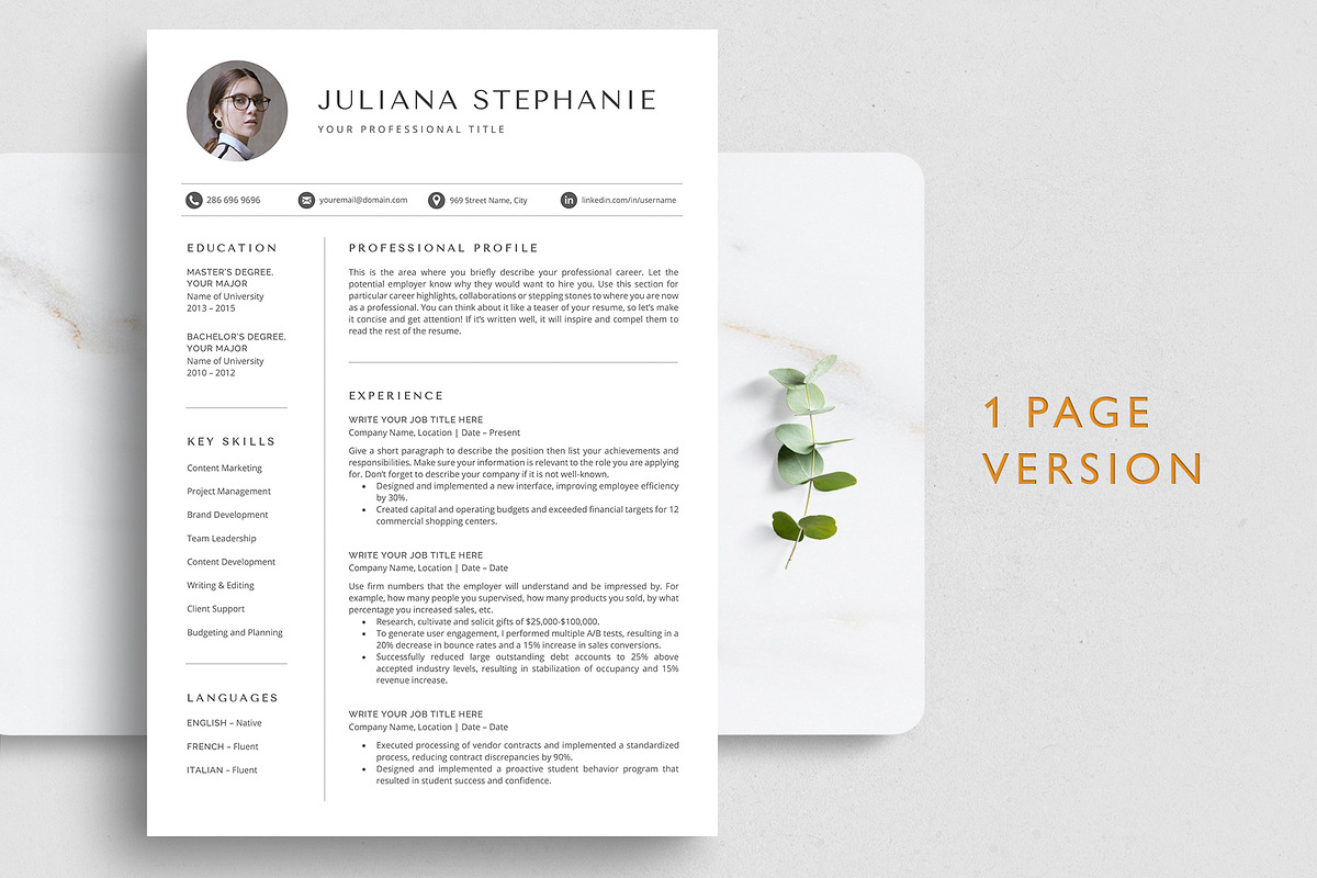 Modern Resume Template with picture, a Resume Template by TheStandOutResume (Photo 2 of 10)