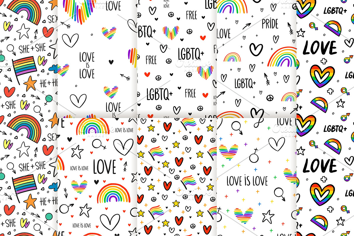 8 LGBTQ+ Never Ending Patterns, a Pattern Graphic by karetniy (Photo 2 of 6)