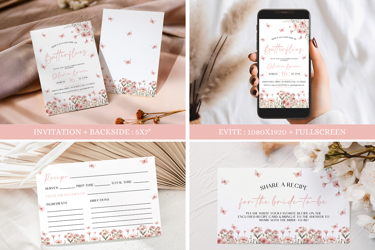 Butterfly Bridal Shower Party Bundle, an Invitation Template by Digital_Mind (Photo 2 of 9)