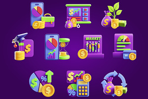 3D Finance Element Icon Vol 3