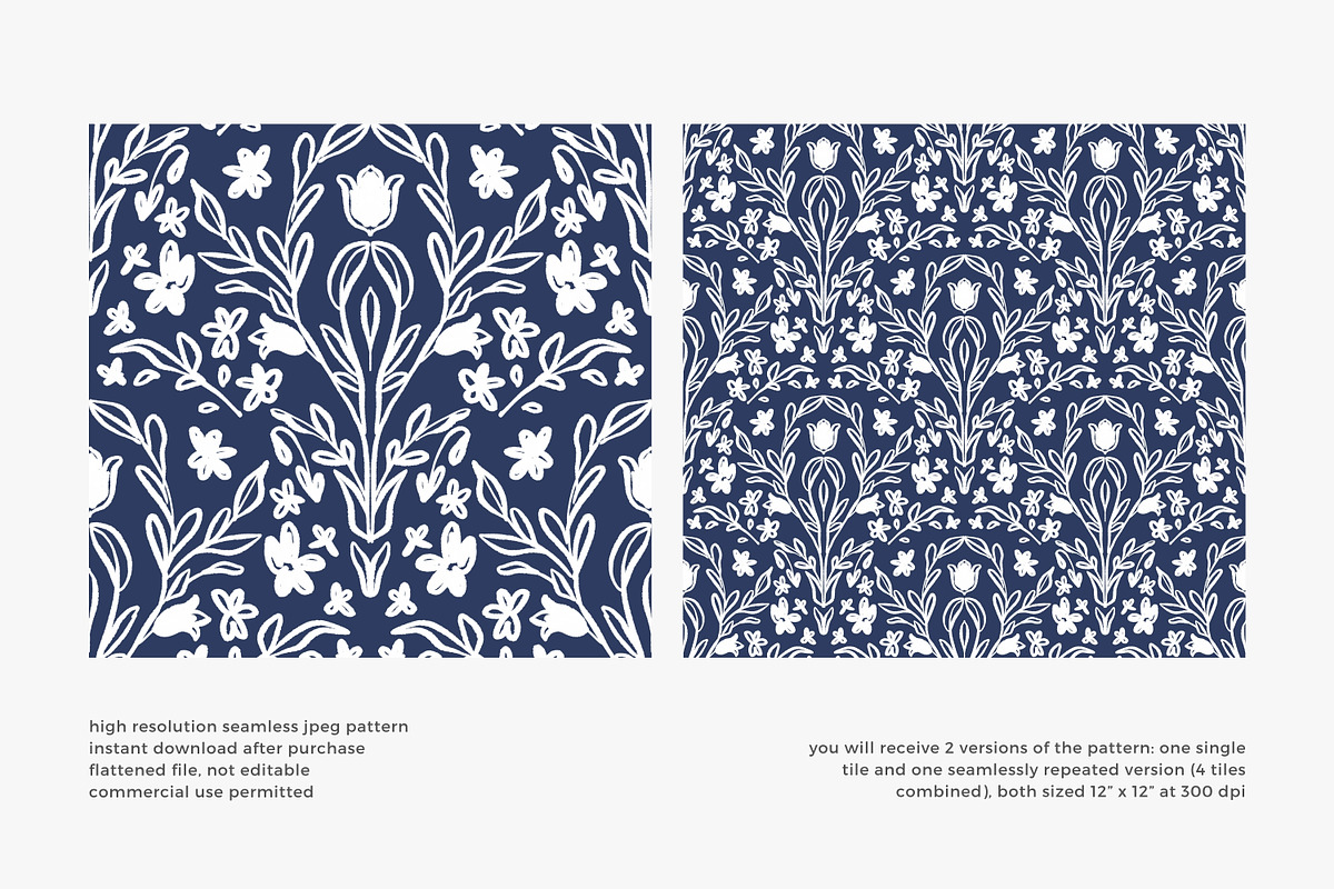 hand drawn folk floral pattern, a Pattern Graphic by Pink Studio Art (Photo 3 of 4)