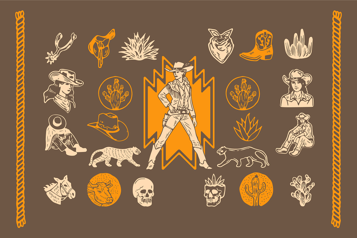 Cowgirl Western Illustration Set, an Illustration by Southerntown (Photo 2 of 5)