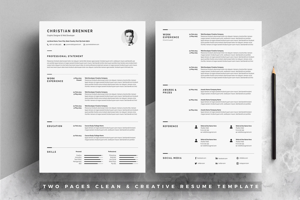 Minimal Resume Template 4 Pages, a Resume Template by White Graphic (Photo 2 of 9)