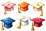 Colorful Graduation Cap Clipart PNG, an Illustration by Designworld (Thumbnail 2 of 5)
