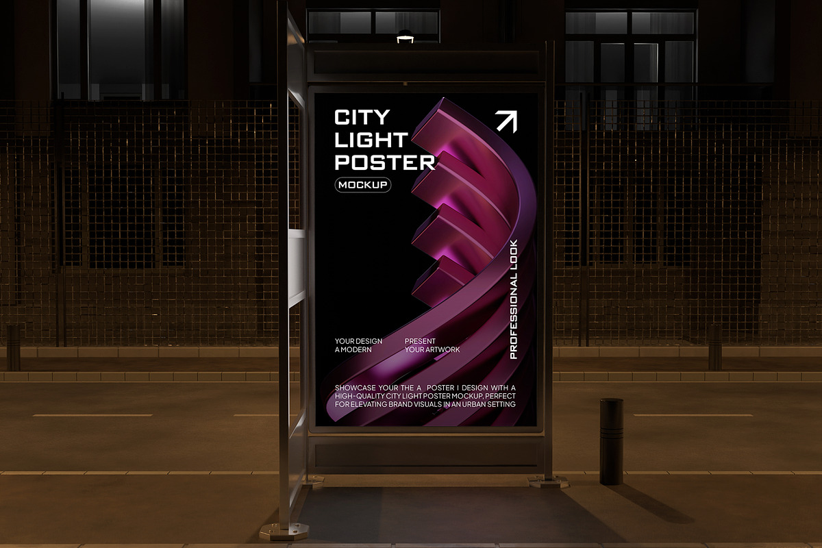 City Light Poster Mockup, an Advertising Mockup by Unerispace (Photo 2 of 4)
