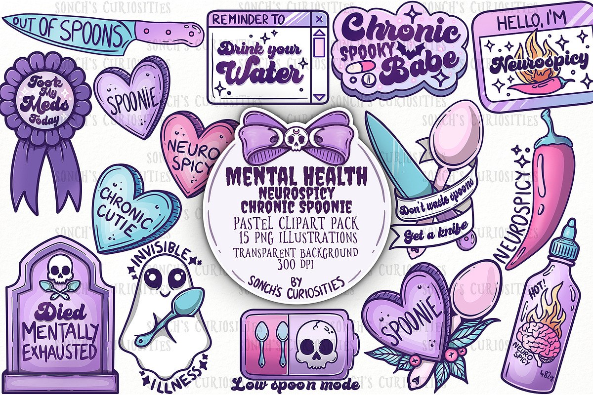 Mental Health - Spoonie clipart, a Healthcare Illustration by Sonch' s Curiosities (Photo 1 of 3)