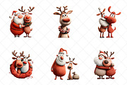 Whimsical Santa & Reindeer Clipart, an Illustration by SinaCreation (Thumbnail 3 of 7)