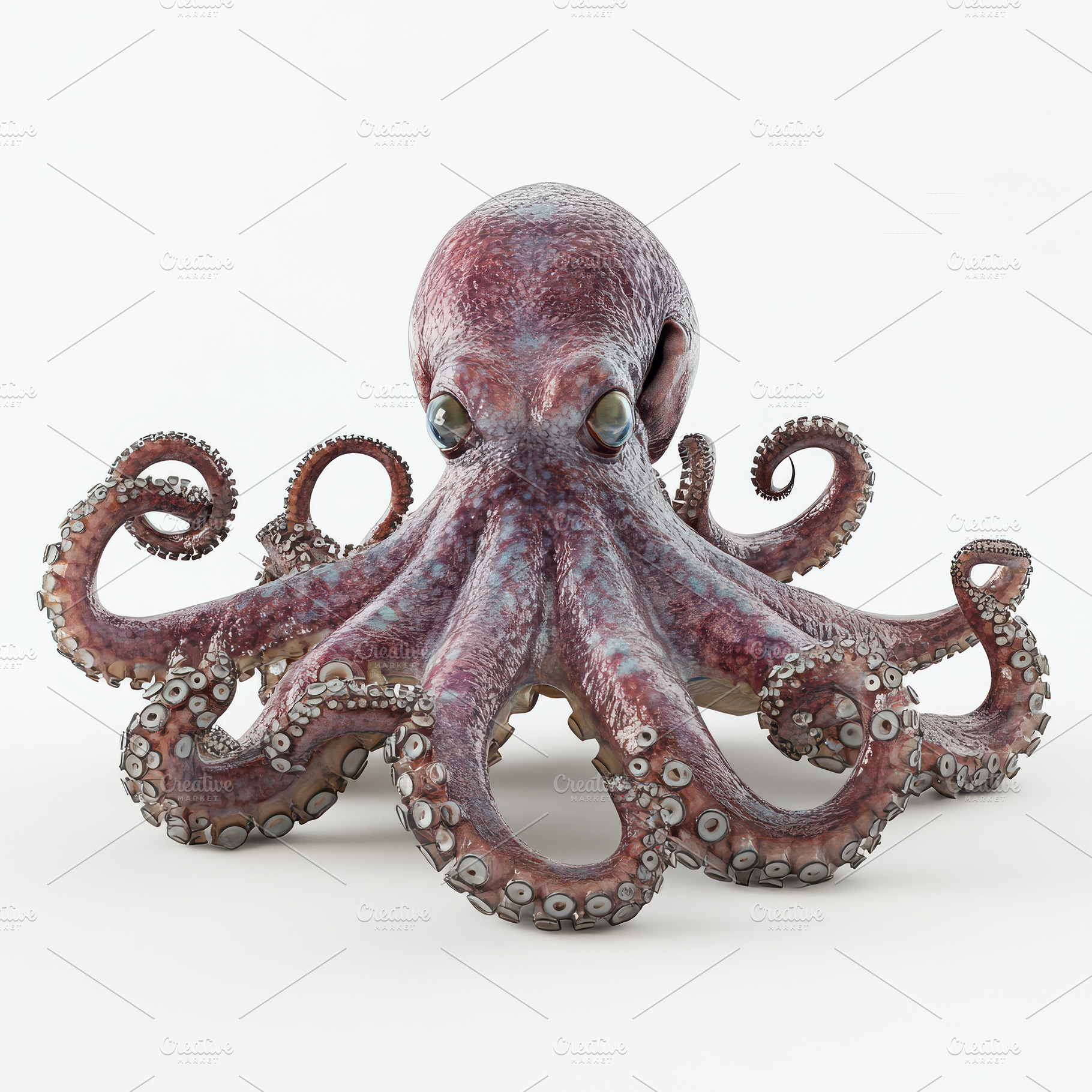 A large octopus on a white backgroun, an Animal Photo by Pixeness Studio