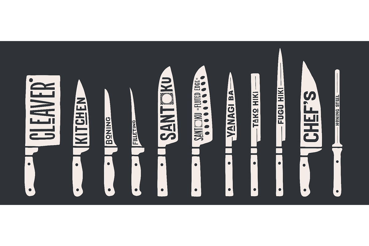 Knife, collection. Fish cutting, a Food Illustration by Foxys Graphic (Photo 1 of 3)