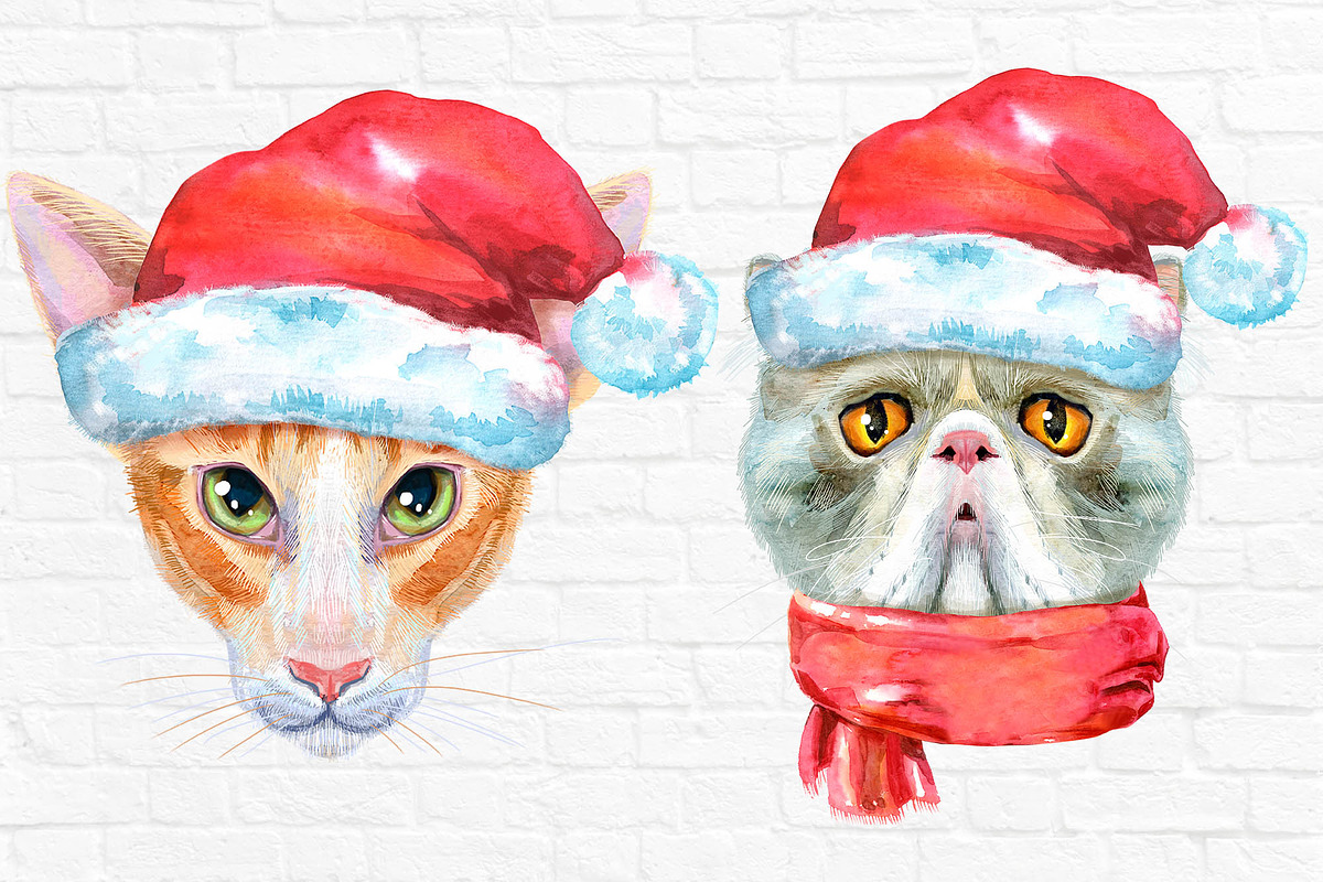 Christmas cats, an Animal Illustration by Watercolor fantasy (Photo 6 of 7)