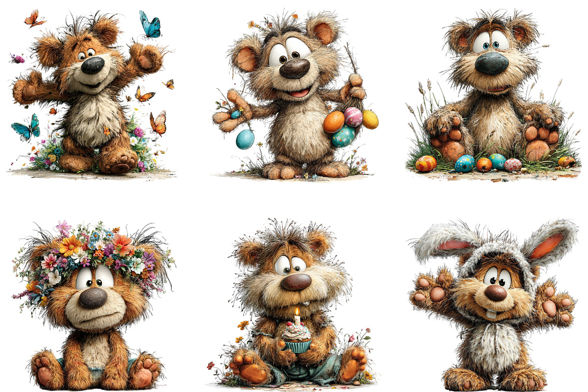 Whimsical Easter Teddy Bear Clipart, an Illustration by CraftArtStudio (Photo 5 of 6)