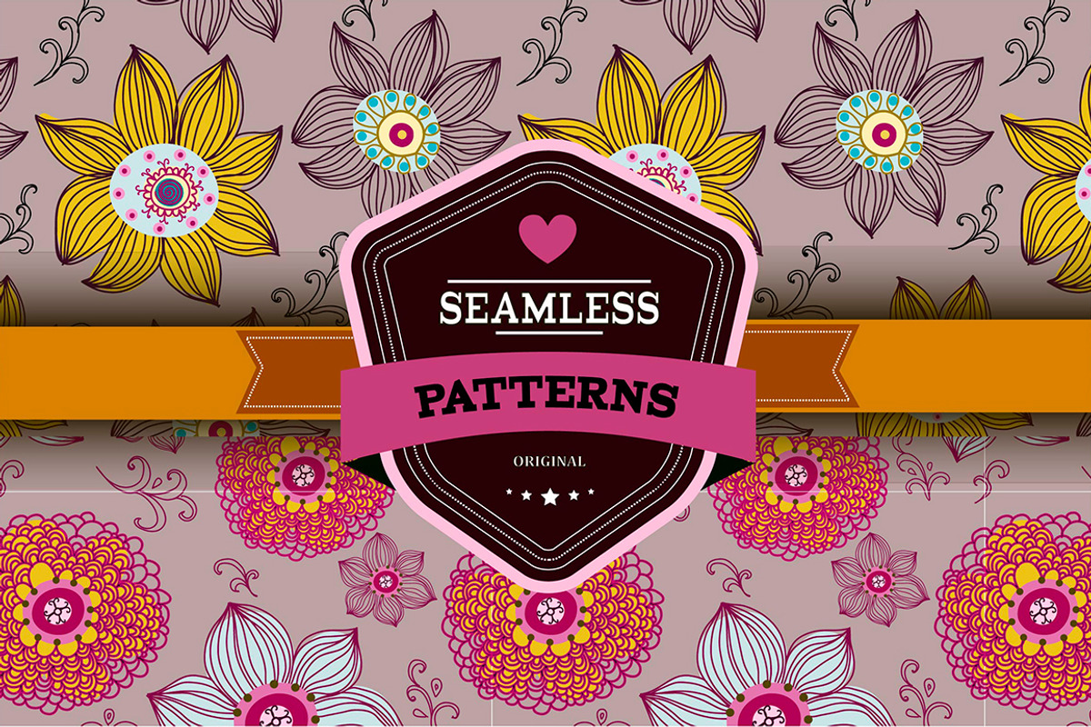 Set of 2 romantic seamless patterns
