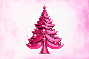 Pink Glam Christmas Tree Clipart